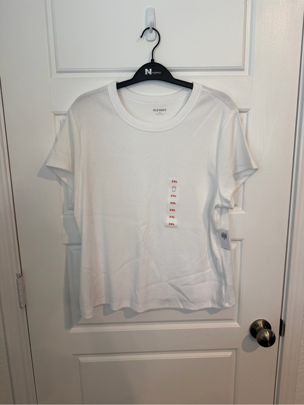Old Navy White Short-Sleeve Crew Tee with Tag Detail